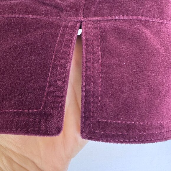 Lucky Brand Live In Love Burgundy Velvet Floral Embroidered Open Front Blazer - Picture 12 of 16